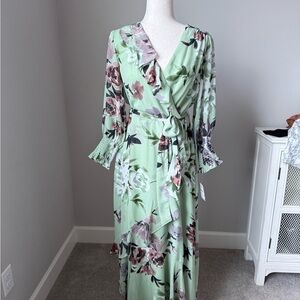 Nordstrom Green and Brown Floral Dress